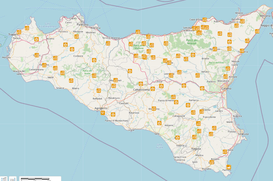 Web map regionale dei borghi siciliani realizzata dal Lab Gis Osservatorio Turistico Regione Siciliana